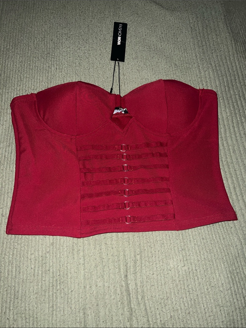 Fashion Nova Red Strapless Bustier Crop Top